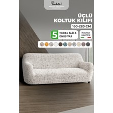 Paulato Lastikli Esnek ve Yıkanabilir 3 Kişilik Koltuk Örtüsü Çekyat Kanepe Kılıfı - Beyaz