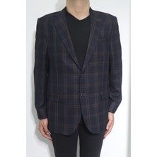 Moda Fistan Store Erkek Ekose Kareli Klasik Kesim Rahat Kalıp Çift Düğmeli 4 Drop Blazer Ceket