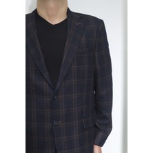 Moda Fistan Store Erkek Ekose Kareli Klasik Kesim Rahat Kalıp Çift Düğmeli 4 Drop Blazer Ceket
