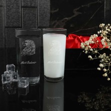 Ahşap Kutulu Kartal Desenli Isme Özel Rakı Kadehi Seti