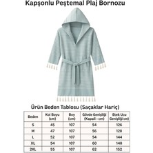 Kapşonlu Unisex Peştamal Plaj Bornozu  %100 Pamuklu Marelina Mavi