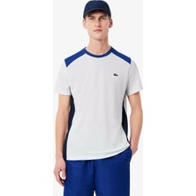 Lacoste Sport Erkek Bisiklet Yaka Renk Bloklu Beyaz T-Shirt