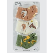 Civil Baby Bebek 3'lü Çorap Set 0-24 Ay Ekru
