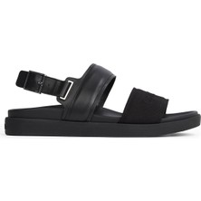 Calvin Klein Deri Siyah Erkek Sandalet Back Strap W/ Buckle Logo
