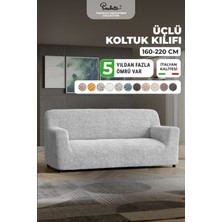 Paulato Lastikli Esnek ve Yıkanabilir 3 Kişilik Koltuk Örtüsü Çekyat Kanepe Kılıfı - Açık Gri