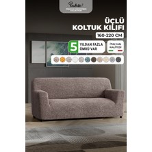 Paulato Lastikli Esnek ve Yıkanabilir 3 Kişilik Koltuk Örtüsü Çekyat Kanepe Kılıfı - Kakao