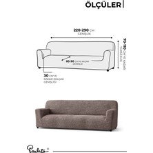 Paulato Lastikli Esnek ve Yıkanabilir 4 Kişilik Koltuk Örtüsü Çekyat Kanepe Kılıfı - Kakao