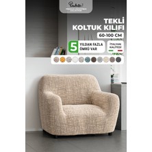 Paulato Lastikli Esnek ve Yıkanabilir Tek Kişilik Koltuk Örtüsü Koltuk Kılıfı - Bej