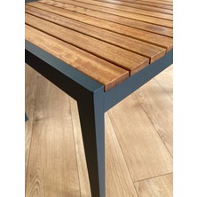 Alüminyum Iroko Tablalı Sehpa 60X90 cm  H50 cm Antrasit