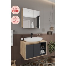 Lale 70 cm %100 Mdf Lavabolu Banyo  Dolabı + Aynalı Dolap