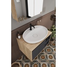 Lale 70 cm %100 Mdf Lavabolu Banyo  Dolabı + Aynalı Dolap