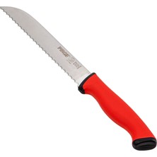 Pirge Duo Ekmek Bıçağı Pro Dişli - Kırmızı - 17,5 cm