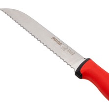 Pirge Duo Ekmek Bıçağı Pro Dişli - Kırmızı - 17,5 cm