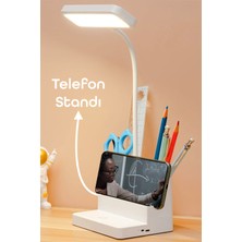 Telvesse Şarjlı Masa Lambası Dokunmatik Sıcak Renk Ayarlı Telefon Standlı Dimmer Çalışma Okuma Işığı Q108