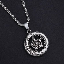 Güneş 60 cm Maske Kolye Mızrak Ucu Çapraz Kolye Moda Charm Güneş Pusula Iskelet Pentagram Kazak Zincir Takı Erkekler Kadınlar Için Hediyeler (Yurt Dışından)