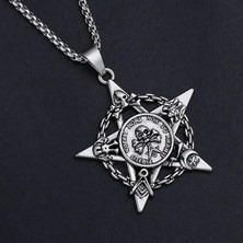 Güneş 60 cm Maske Kolye Mızrak Ucu Çapraz Kolye Moda Charm Güneş Pusula Iskelet Pentagram Kazak Zincir Takı Erkekler Kadınlar Için Hediyeler (Yurt Dışından)