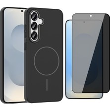 Vendas Galaxy S24 Plus Kılıf M-Safe Şarj Özellikli Zore Ruby Sert Kapak + Parmaz Izi Okumalı Hayalet Ekran Koruyucu