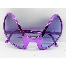 Retro Gözlük - 80 Li 90 Lı Yıllar Parti Gözlüğü Mor Renk 8X13 cm - 1OL6179-6628