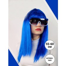 Mavi Renk Uzun Parti Peruğu - 1OL4093-2351
