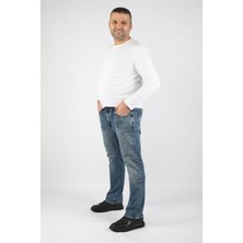 Balins Büyük Beden Basic Jean Erkek Regular Fit Denim Mavi 54/30 Düz Paça Günlük Stil