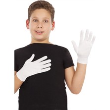 Beyaz Renk Çocuk Boy Likralı Pandomim Eldiveni (4767) - 1OL9439-3608