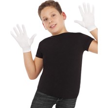 Beyaz Renk Çocuk Boy Likralı Pandomim Eldiveni (4767) - 1OL9439-3608