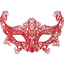 Kırmızı Renk Dantel Örgü Işlemeli Parti Maskesi Model 3 - 1OL3051-9806