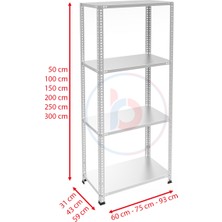 Rafburada 4 Katlı Galvaniz Çelik Raf 1.00 MM-200CM