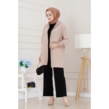 Kapüşonlu Fermuarlı Zeze Kap-Bej