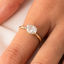 Fasek Gold 1.10 Karat Yan Signty Swaroski Taşlı Octagon Pırlanta Montörü 925 Ayar Gümüş Evlilik Teklifi Yüzüğü
