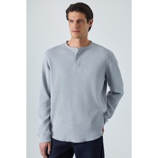 Grimelange Patrıck Erkek Triko Waffle Özel Dokulu Kalın Premium Kumaşlı Düğme Detaylı Grimelanj T-shirt