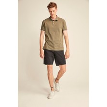Grimelange Noah Erkek Haki Polo Yaka Slim Fit T-shirt