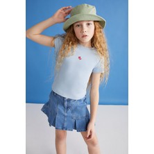 Grimelange QUARTZ-GRM24021 95%pamuk 5%elastane kız çocuk tshirt Mavi T-Shirt