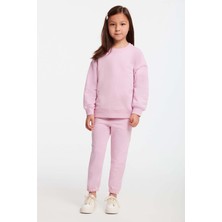 Grimelange Jabor Kız Çocuk Nakışlı Bisiklet Yaka Comfort Pembe Eşofman Takımı