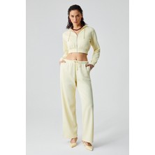 Grimelange LAYA Kadın %100 Pamuk Regular Fit Çift Cepli Sarı Eşofman Altı