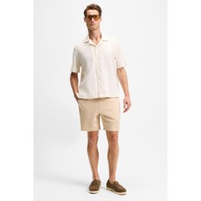 Grimelange TYRONE Erkek Beli Lastikli Arka Tek Cepli Relaxed Fit Bej Şort