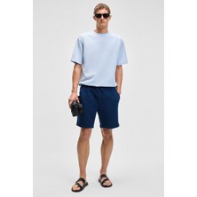 Grimelange YOURI Erkek Beli Lastikli Arka Tek Cepli Relaxed Fit Lacivert Şort