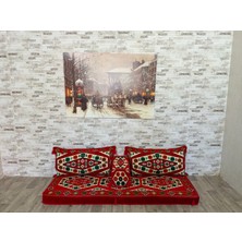 Coton Şark Köşesi Yörük Desenli Minder Takımı Kırmızı