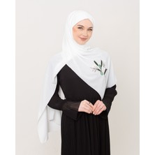 Polyster Beyaz Rengi Şal Filistin Zaytin Dalı Renkli Nakışlı S100030