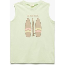 Koton Pamuklu Bisiklet Yaka Baskılı Kolsuz Tişört