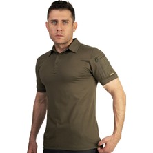 KAPAN Polo Yaka 2 Cepli Kısa Kollu Taktik T-Shirt Haki