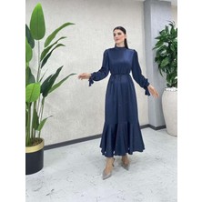 Saten Taşlı Elbise