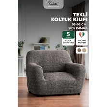 Paulato Lastikli Esnek ve Yıkanabilir Tek Kişilik Koltuk Örtüsü Koltuk Kılıfı -Gri
