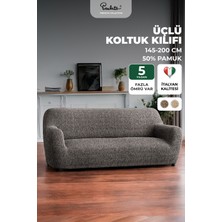 Paulato Lastikli Esnek ve Yıkanabilir 3 Kişilik Koltuk Örtüsü Çekyat Kanepe Kılıfı -Gri