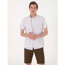Pierre Cardin Erkek Kahverengi Regular Fit Kısa Kollu Ekose Gömlek 50304523-VR197
