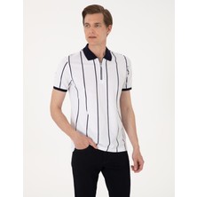 Pierre Cardin Erkek Lacivert Çizgi Detaylı Slim Fit Polo Yaka Tişört 50307519-VR033