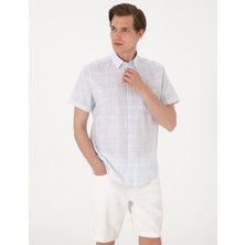Pierre Cardin Erkek Mavi Regular Fit Kısa Kollu Ekose Gömlek 50304523-VR036