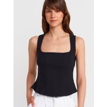 50860 Peplum Korse Top-Siyah