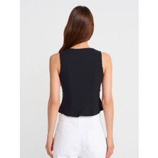 50860 Peplum Korse Top-Siyah