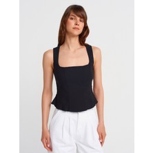 50860 Peplum Korse Top-Siyah